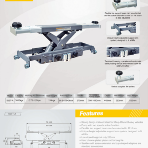 Hidraulično - pneumatska kanalska dizalica 3t - SJ3T-A